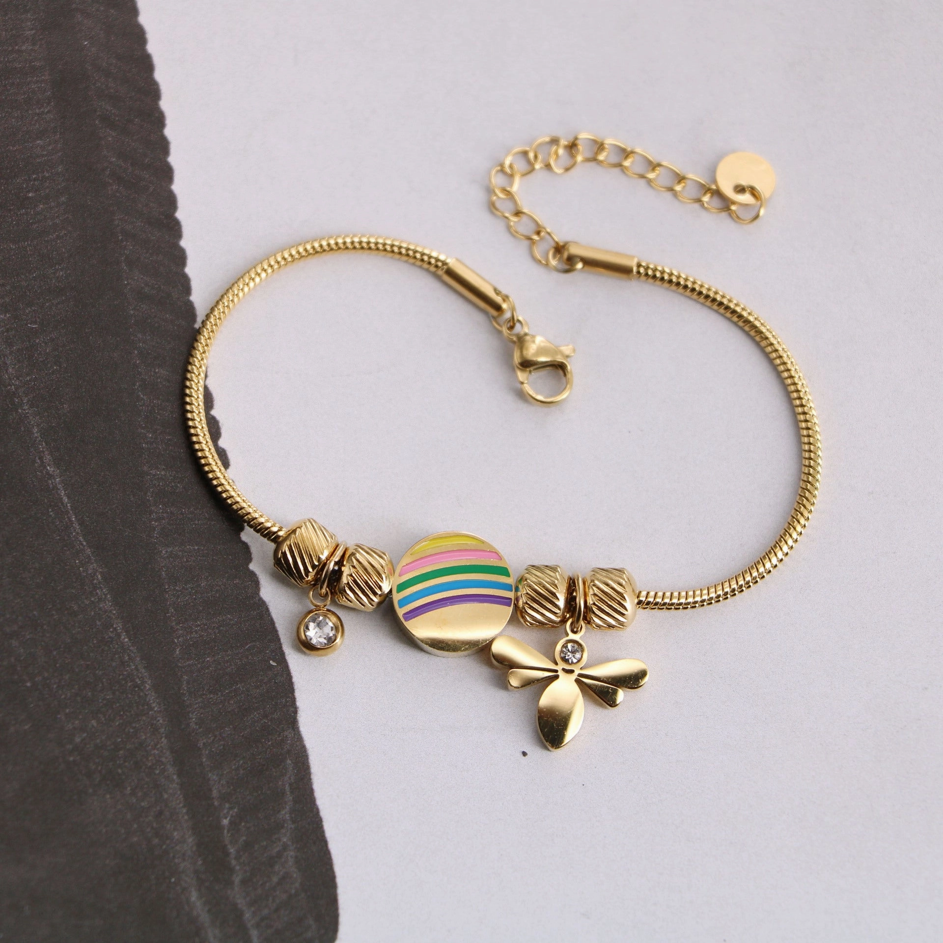 Wholesale Color Drop Oil Devil's Eye Element Snake Bone Bracelet