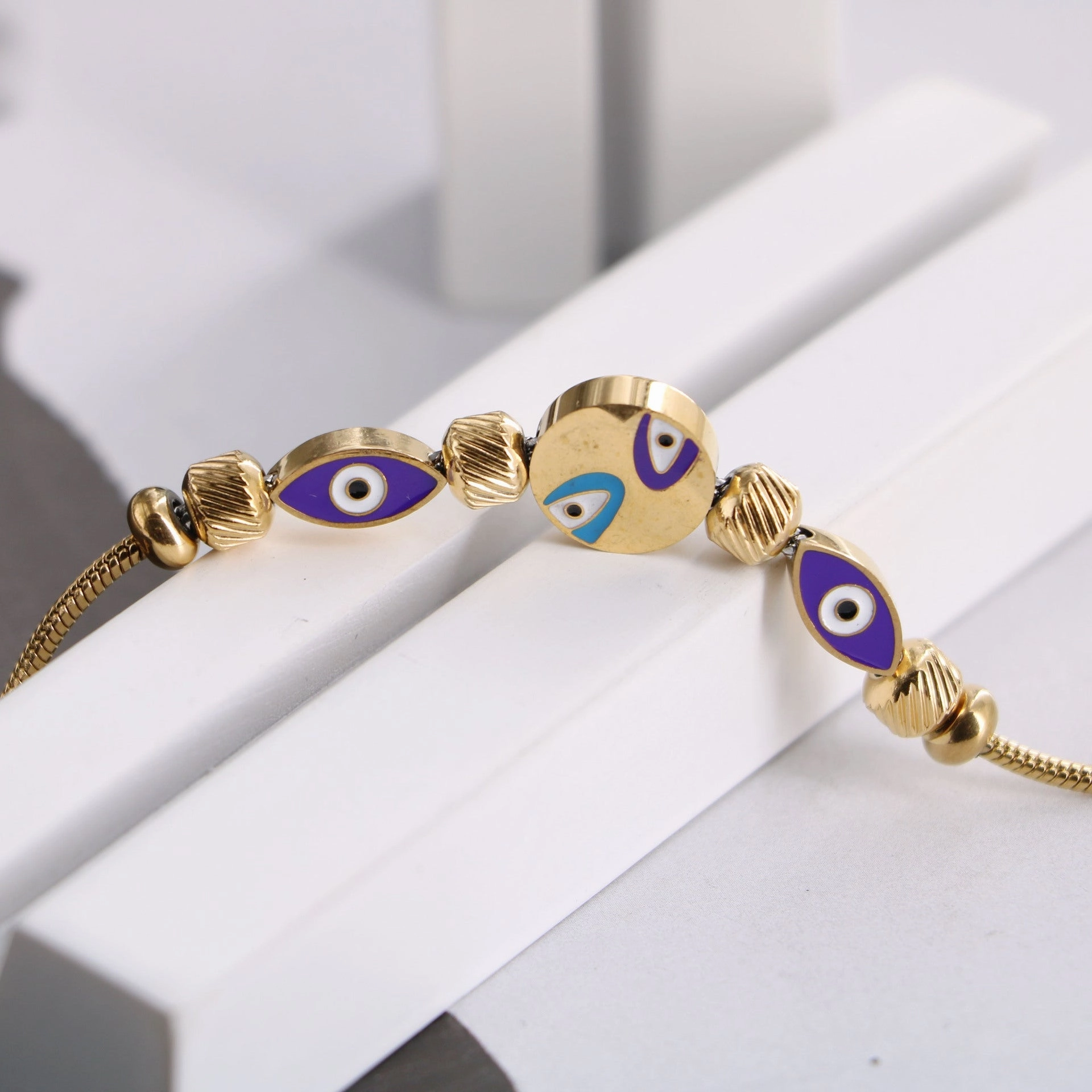 Wholesale Color Drop Oil Devil's Eye Element Snake Bone Bracelet