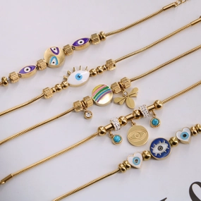 Wholesale Color Drop Oil Devil's Eye Element Snake Bone Bracelet