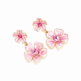 Wholesale Color Enamel Diamond Studded Flowers Alloy Earrings