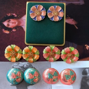 Wholesale Color Enamel Glaze Alloy Earrings