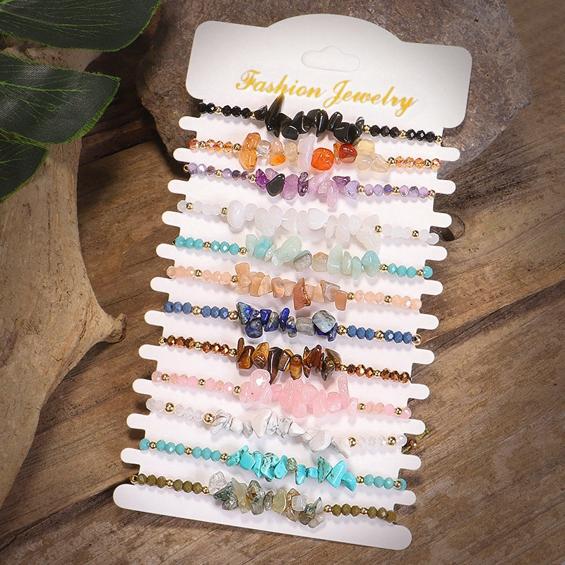 Wholesale Color Irregular Crushed Stone Beads Bracelet