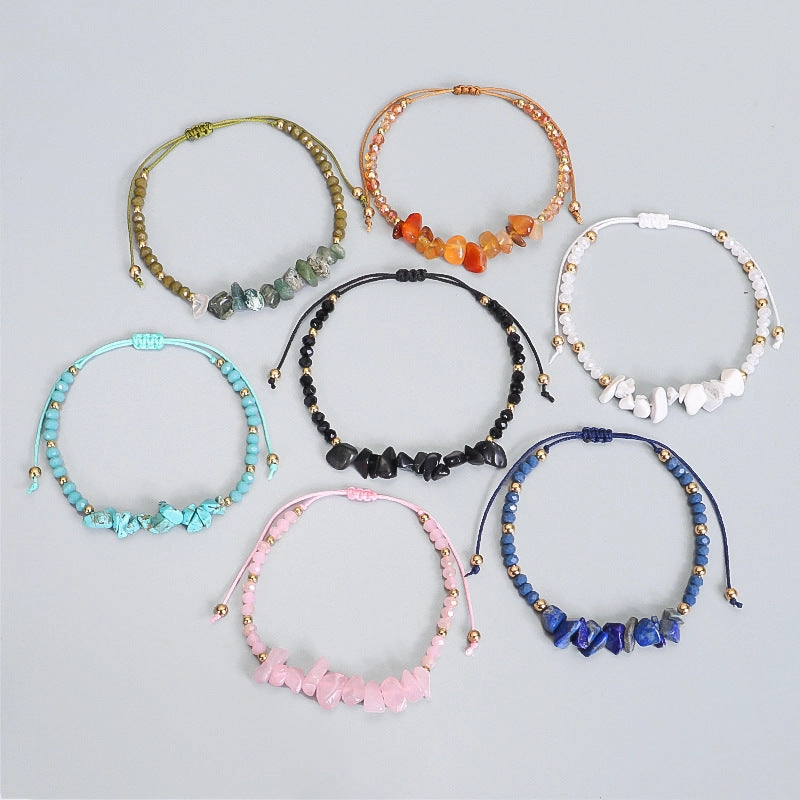 Wholesale Color Irregular Crushed Stone Beads Bracelet