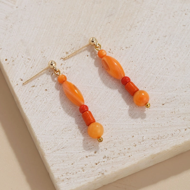 Wholesale Color Jade Crystal Beaded High-end Handmade Earrings