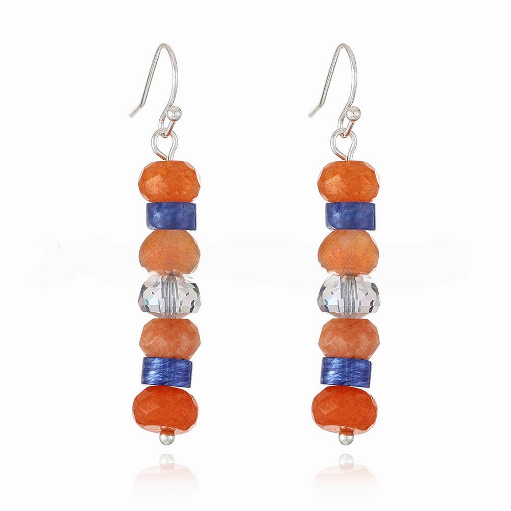 Wholesale Color Jade Crystal Beaded High-end Handmade Earrings