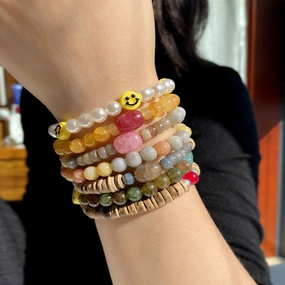 Wholesale Color Popped Stone Crystal Beads Bracelet