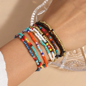 Wholesale Color Rice Beads Flower Resin Bracelet