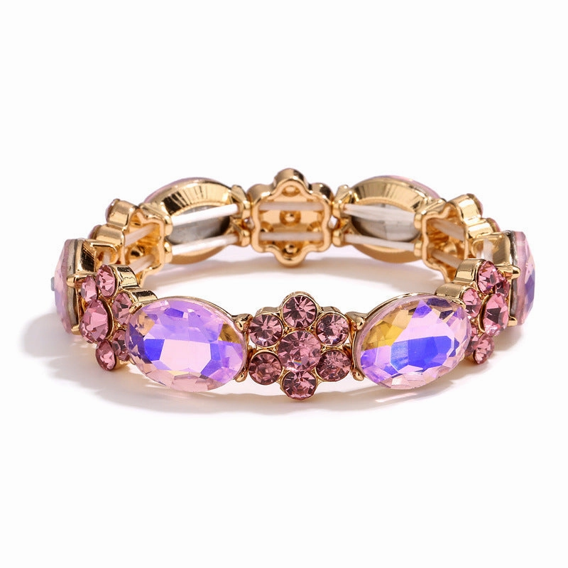 Wholesale Color Round Stone Crystal Gold Mona Lisa Bracelet