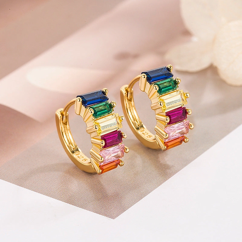 Wholesale Color Zircon Contrast Color Copper Earrings