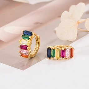 Wholesale Color Zircon Contrast Color Copper Earrings