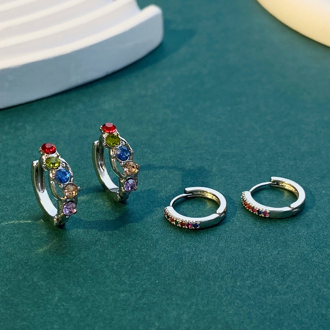 Wholesale Color Zircon Copper Earrings