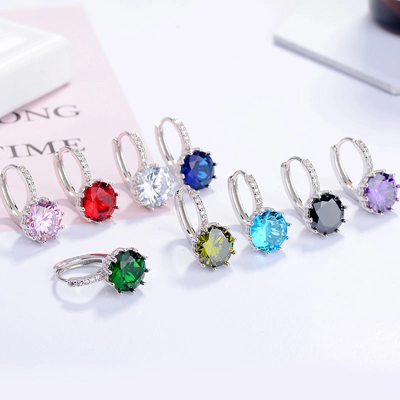 Wholesale Color Zircon Copper Earrings
