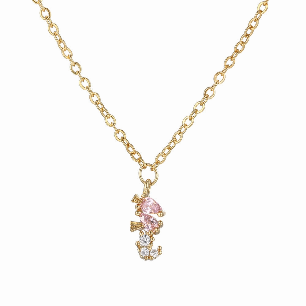 Wholesale Color Zircon Ocean Series Pendant Copper Necklace
