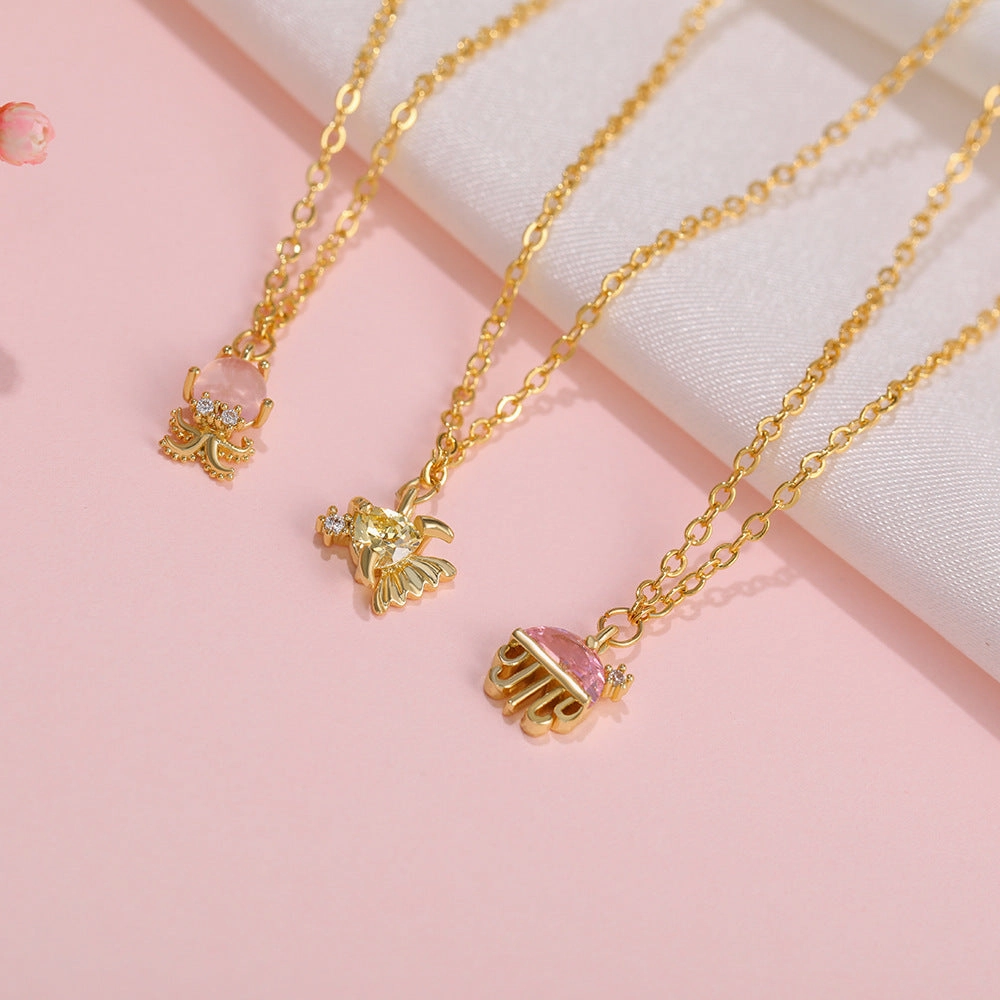 Wholesale Color Zircon Ocean Series Pendant Copper Necklace
