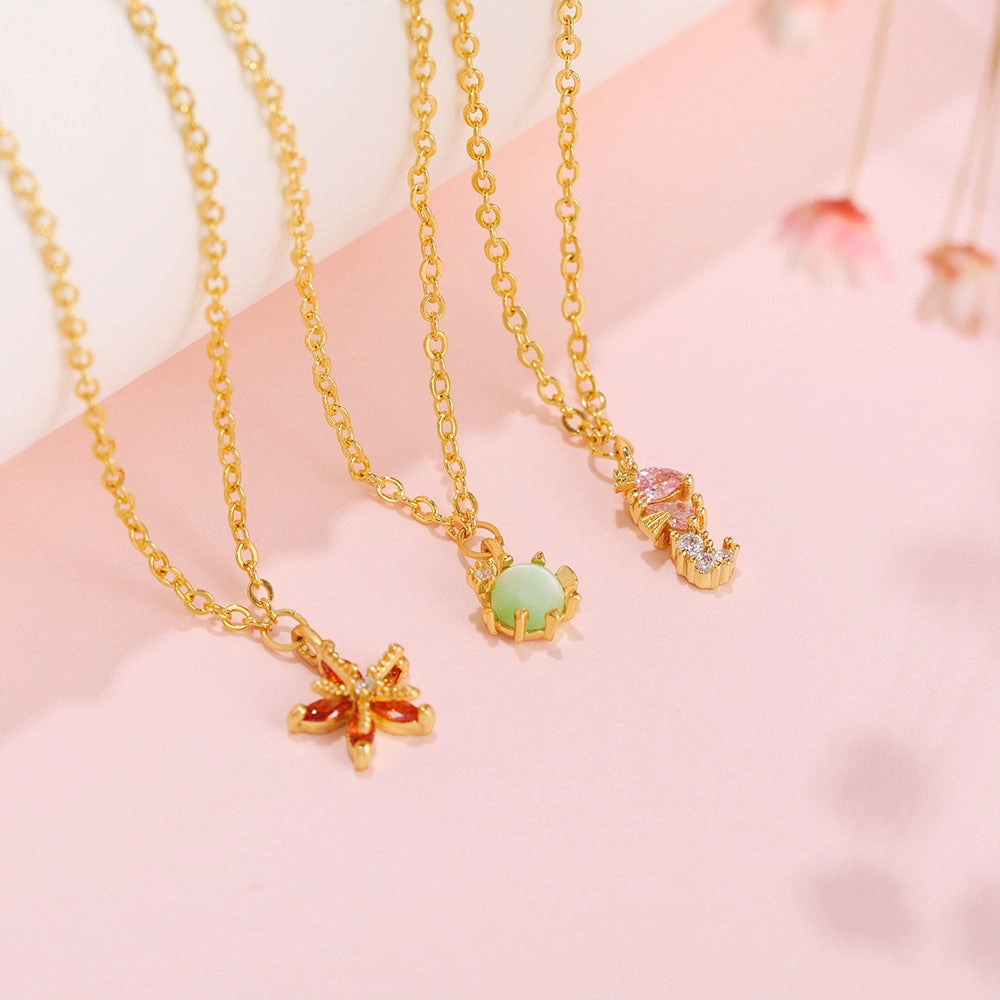 Wholesale Color Zircon Ocean Series Pendant Copper Necklace