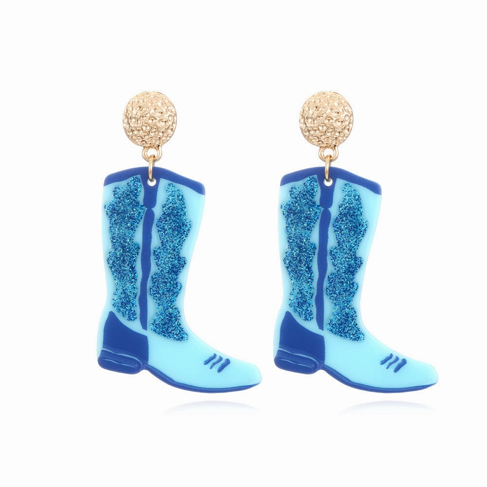 Wholesale Colored Acrylic Cowboy Boots Earrings