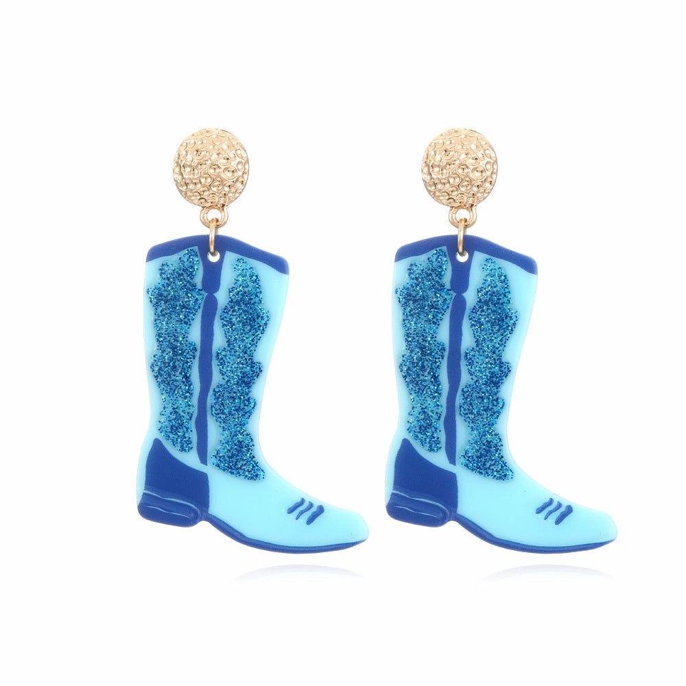 Wholesale Colored Acrylic Cowboy Boots Earrings