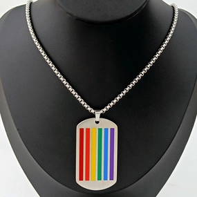 Wholesale Colored Army Brand Pendant Couple Stainless Steel Rainbow Flag les Necklaces