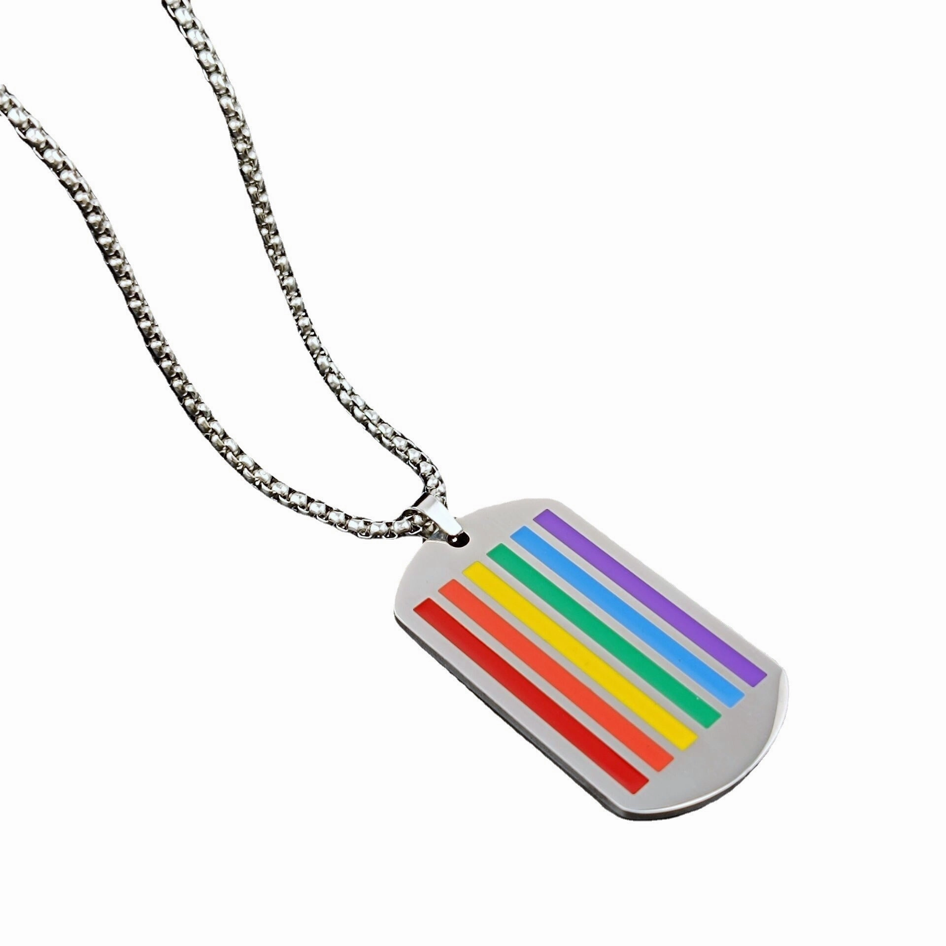 Wholesale Colored Army Brand Pendant Couple Stainless Steel Rainbow Flag les Necklaces
