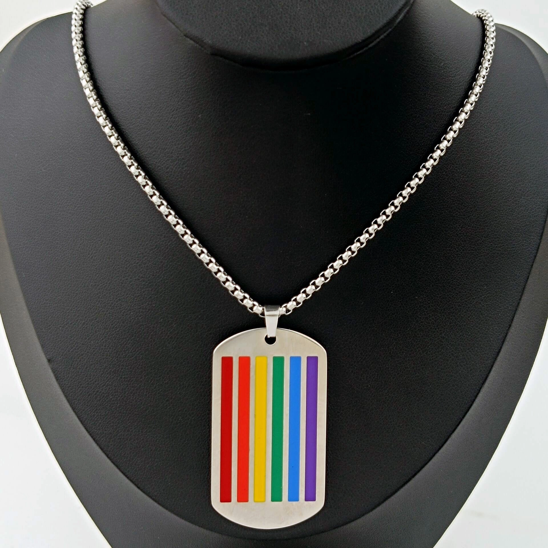 Wholesale Colored Army Brand Pendant Couple Stainless Steel Rainbow Flag les Necklaces