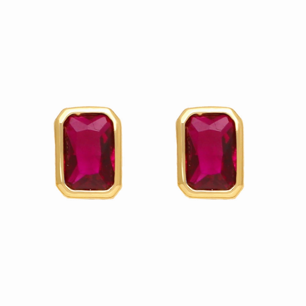 Wholesale Colored Baguette Zircon Copper Ear Studs