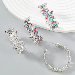 Wholesale Colored Diamond Butterfly Alloy Earrings