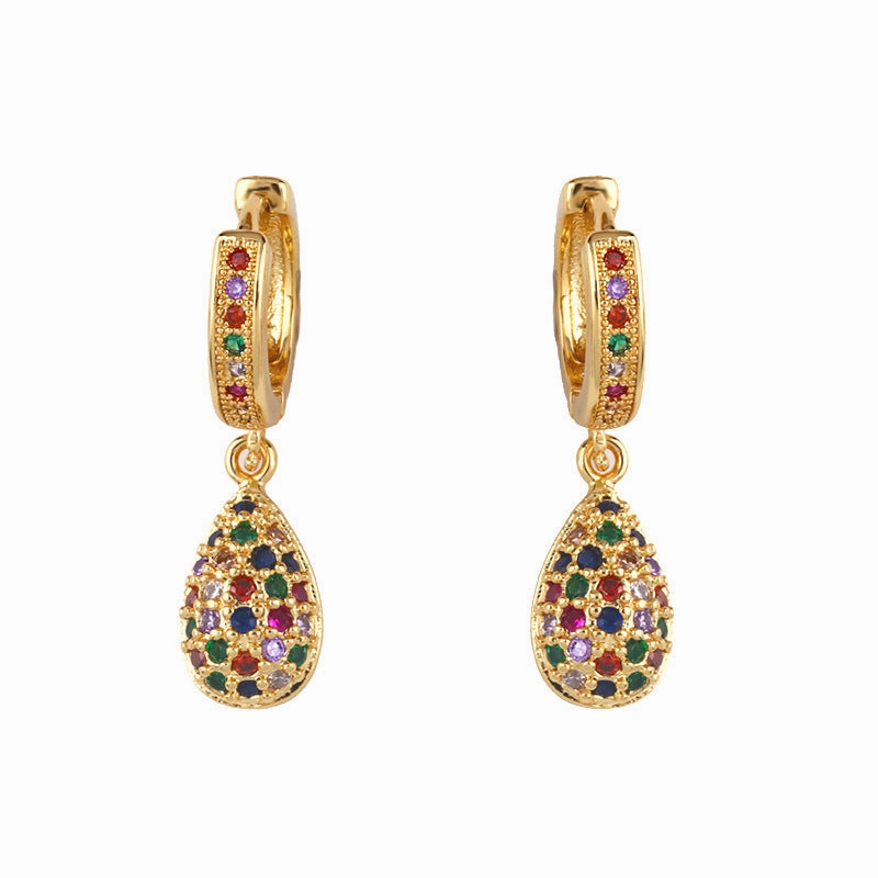 Wholesale Colored Diamond Cross Copper Earrings