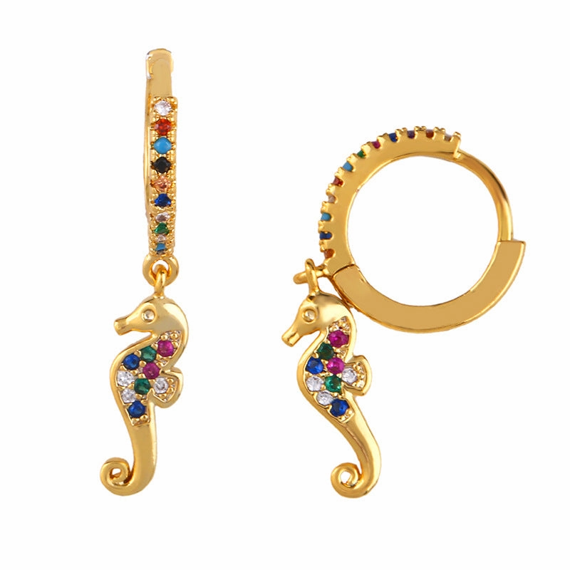 Wholesale Colored Diamond Cross Copper Earrings