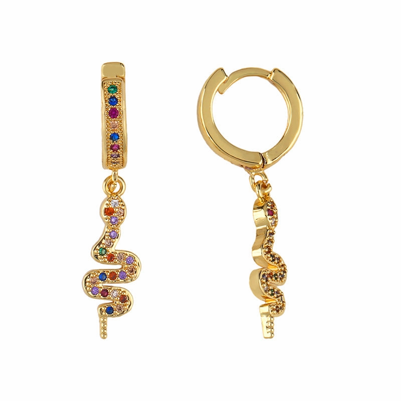 Wholesale Colored Diamond Cross Copper Earrings