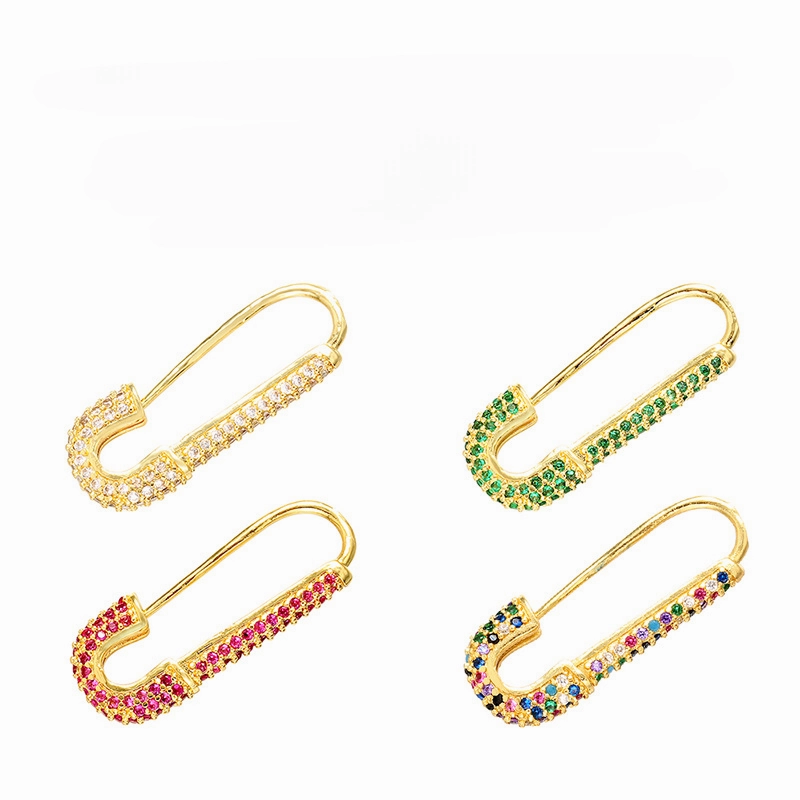 Wholesale Colored Diamond Pin Accessories Brass Earrings