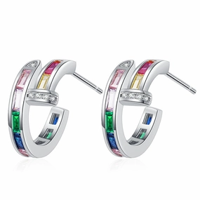 Wholesale Colored Diamond Rainbow Copper Earrings