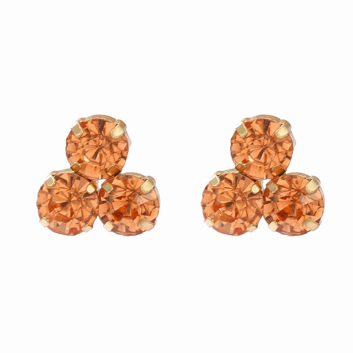 Wholesale Colored Diamond Round Flower Gemstone Earrings