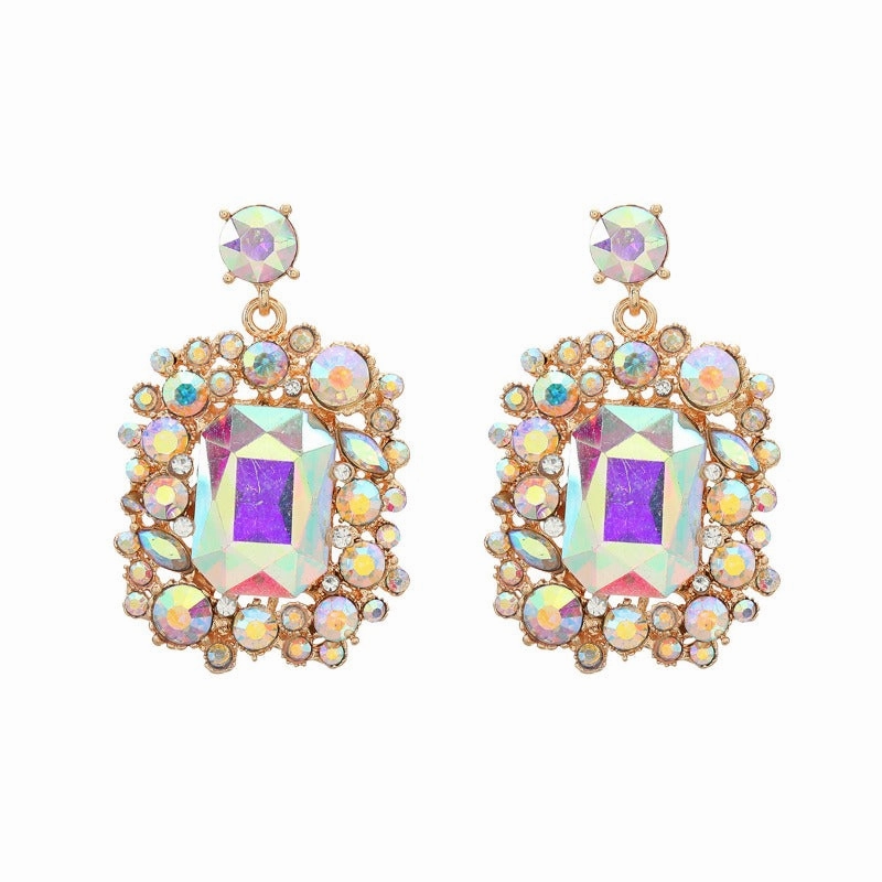 Wholesale Colored Diamond Square Gemstone Earrings