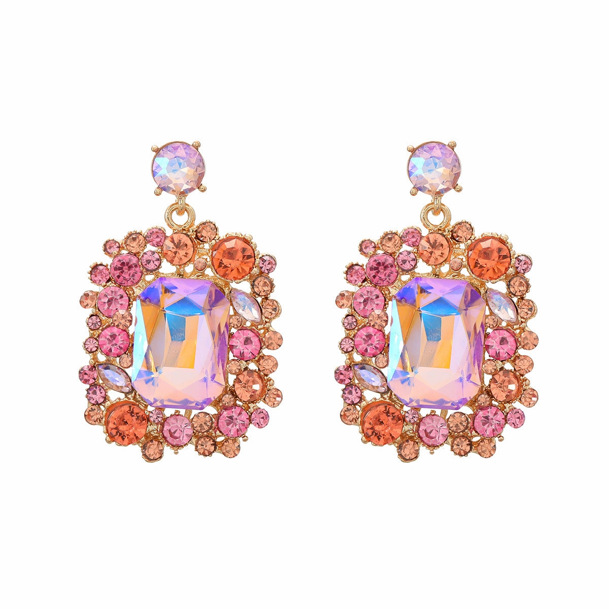 Wholesale Colored Diamond Square Gemstone Earrings