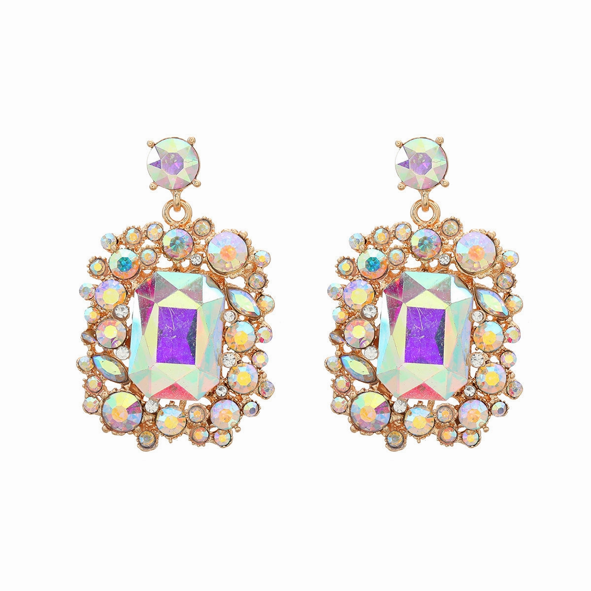 Wholesale Colored Diamond Square Gemstone Earrings