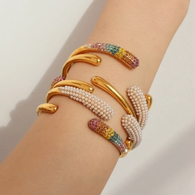 Wholesale Colored Diamond Titanium Steel Gold-plated Bracelets