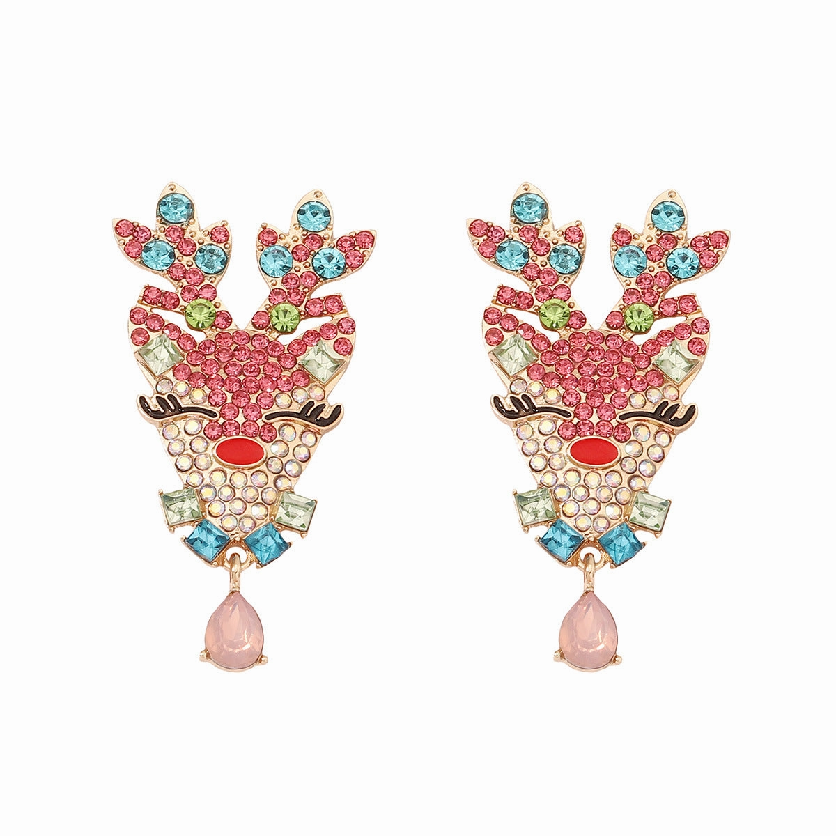 Wholesale Colored Gemstone Elk Zinc Alloy Earrings