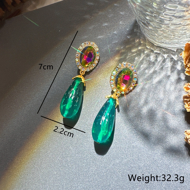 Wholesale Colored Gemstone Zircon Alloy Resin Earrings