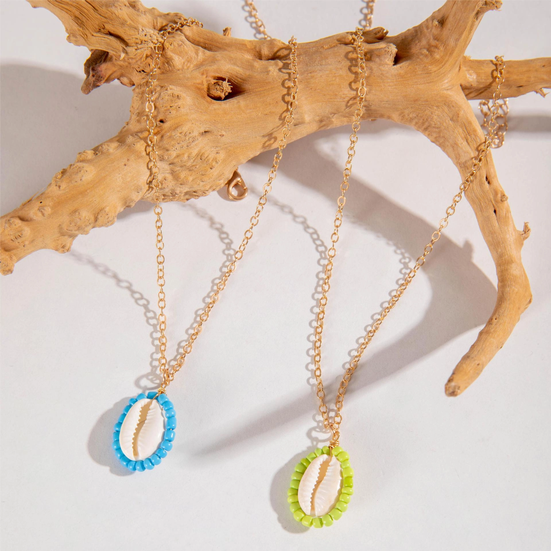 Wholesale Colored Rice Bead Beaded Shell Multi-layer Necklaces