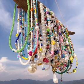 Wholesale Colored Rice Beads Pearl Clavicle Necklace