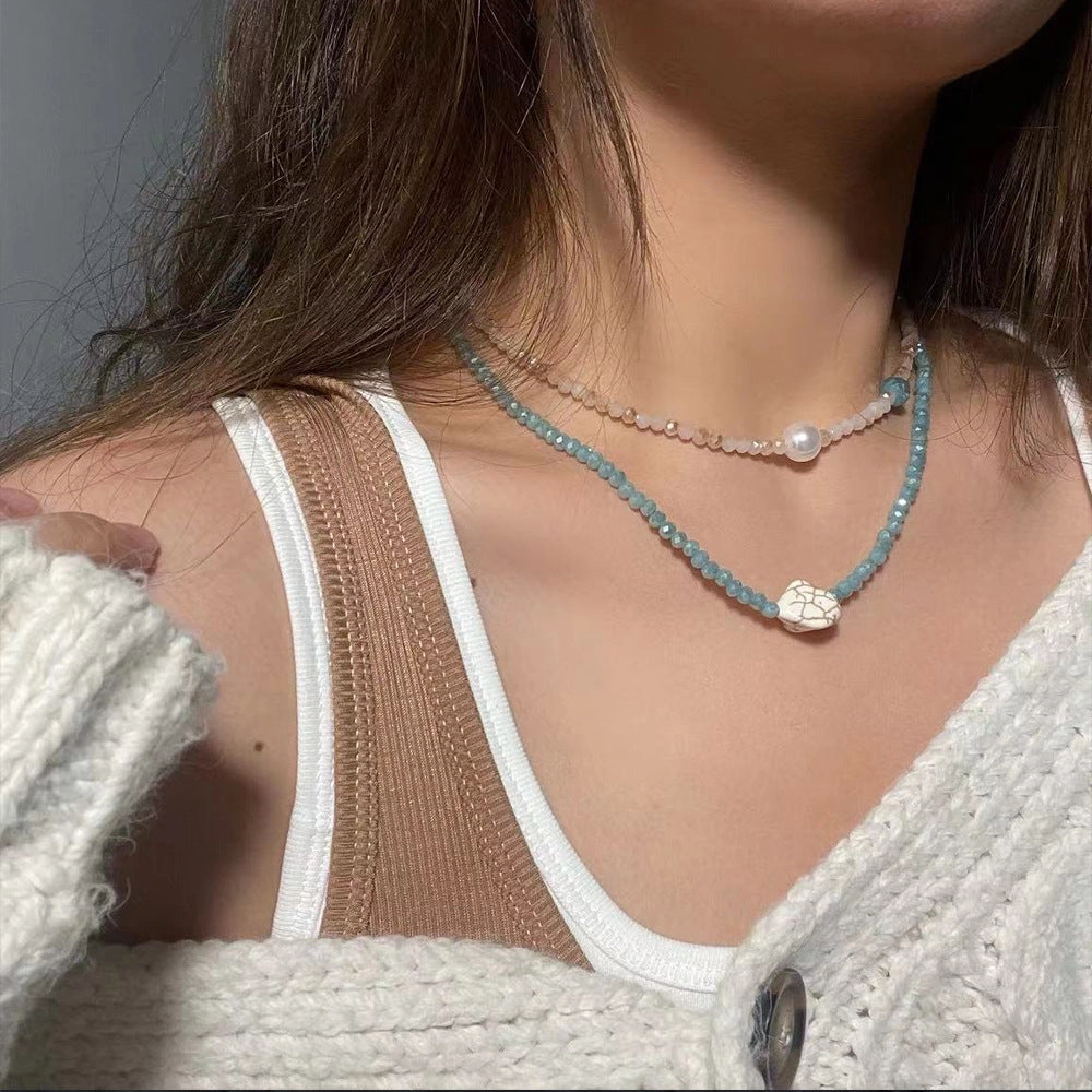 Wholesale Colored Rice Beads Pearl Clavicle Necklace