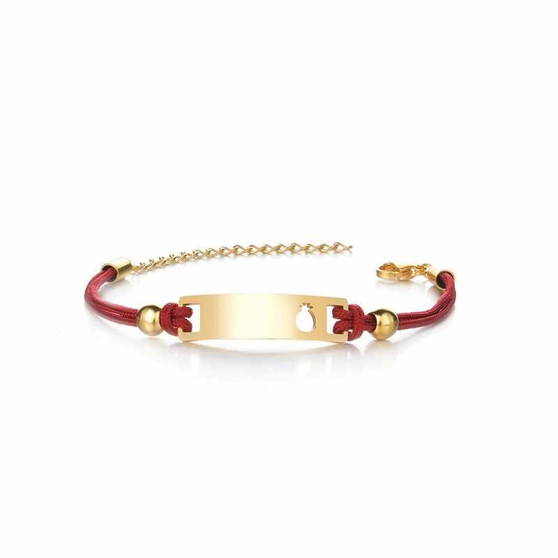 Wholesale Colored Rope Children's Curved Brand Engraved Hollow Moon Love Bracelet
