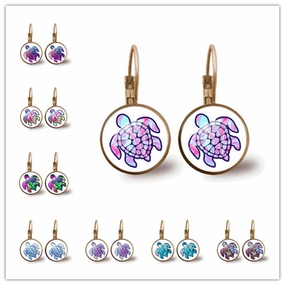 Wholesale Colored Sea Turtle Alloy Earrings