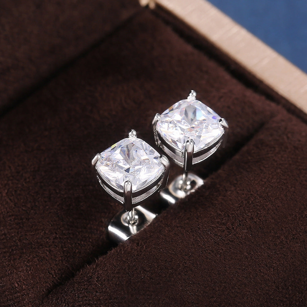 Wholesale Colored Square Zirconia Copper Earrings