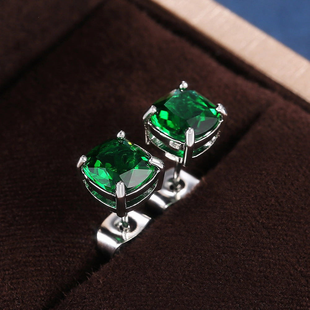 Wholesale Colored Square Zirconia Copper Earrings