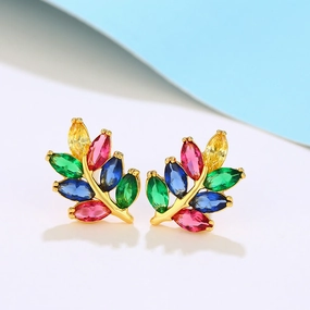 Wholesale Colored Synthetic Gem Alloy Earrings