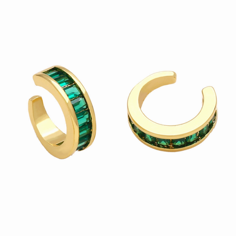 Wholesale Colored Zircon Copper Clip/cuff Earrings