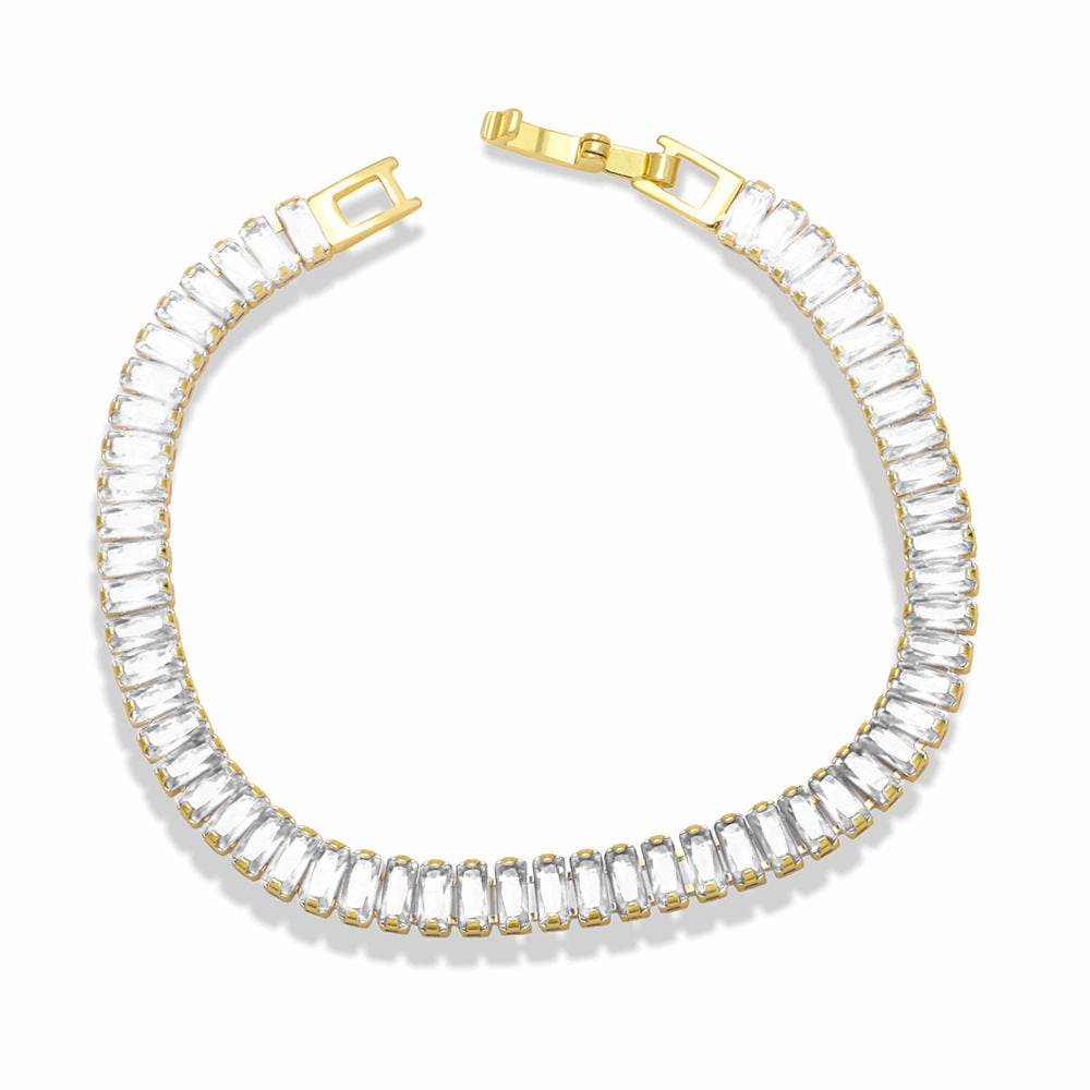 Wholesale Colored Zircon Copper Inlaid Diamond Personality Thick Chain Bracelet
