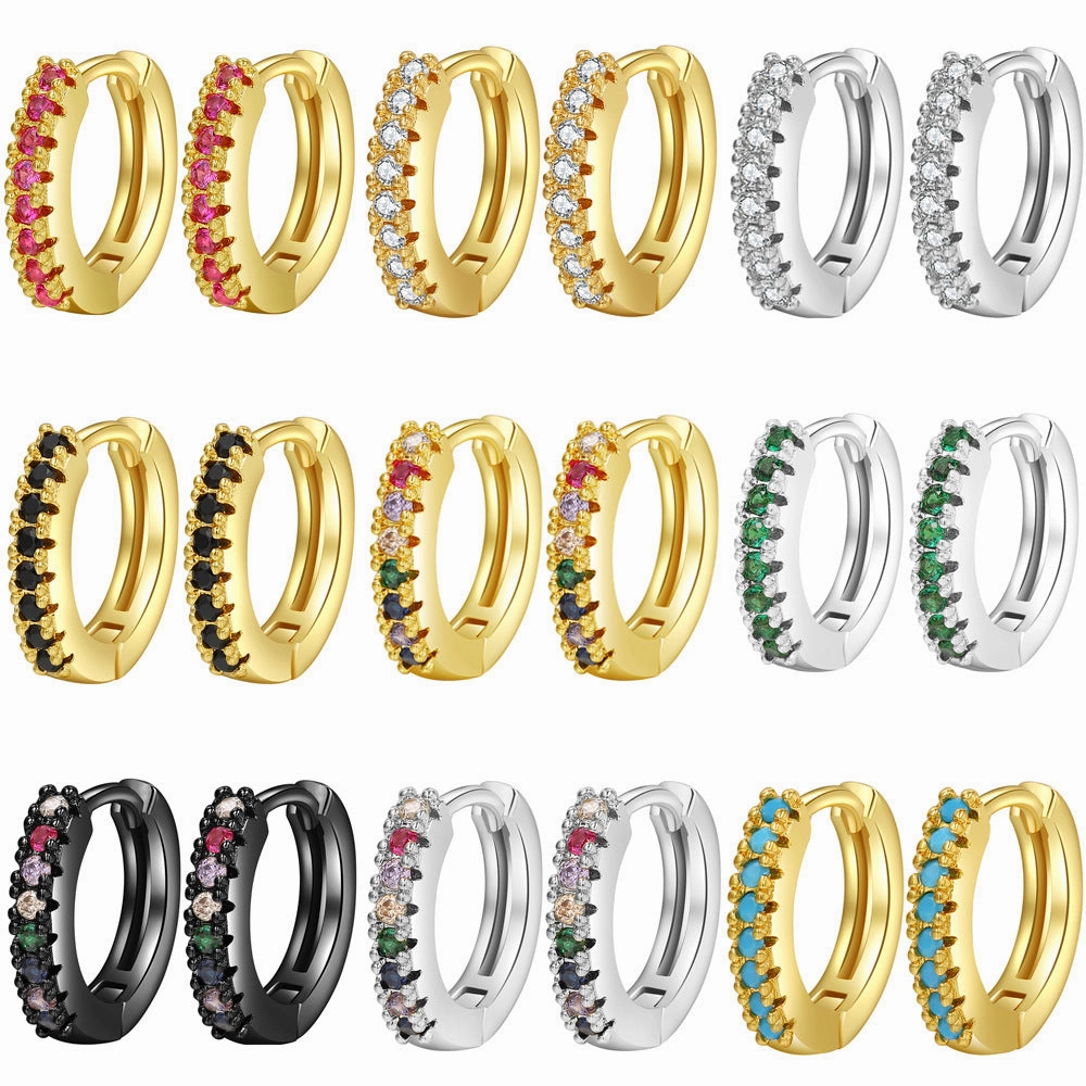 Wholesale Colored Zircon Geometric Copper Earrings