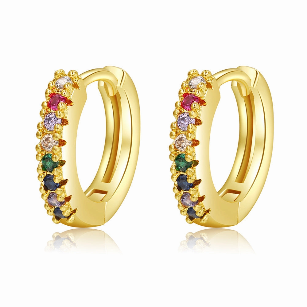 Wholesale Colored Zircon Geometric Copper Earrings